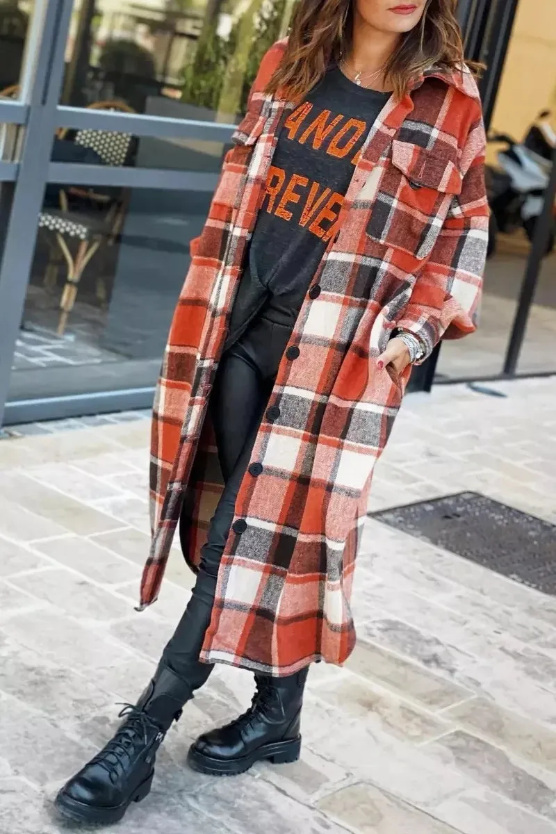 Chicindress Lapel Plaid Coat Tops