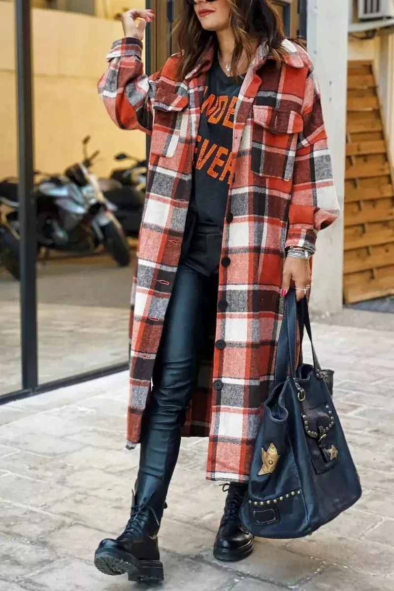 Chicindress Lapel Plaid Coat Tops