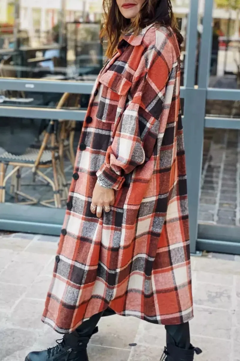 Chicindress Lapel Plaid Coat Tops