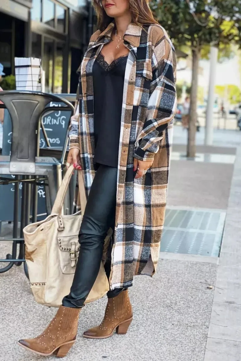 Chicindress Lapel Plaid Coat Tops