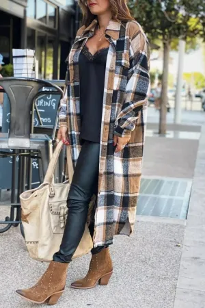 Chicindress Lapel Plaid Coat Tops