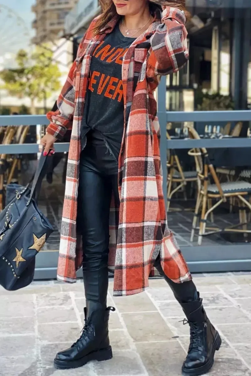 Chicindress Lapel Plaid Coat Tops