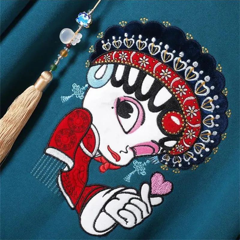 CHINOISERIE EMBROIDERED PLUS FLEECE HOODIE UB3300