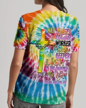 Christianartbag 3D T-Shirt For Women, Promise Keeper Light In The Darkness Tie Dye, Christian Shirt, Faithful Fashion, 3D Printed Shirts for Christian Women