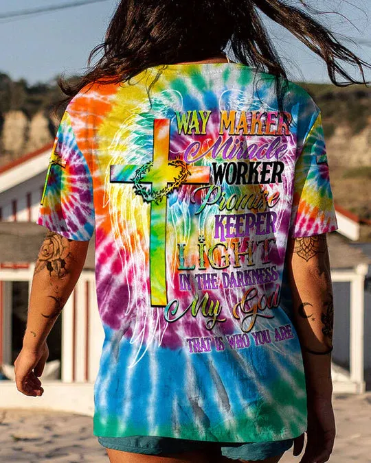 Christianartbag 3D T-Shirt For Women, Promise Keeper Light In The Darkness Tie Dye, Christian Shirt, Faithful Fashion, 3D Printed Shirts for Christian Women