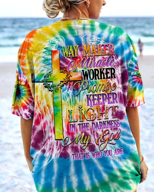 Christianartbag 3D T-Shirt For Women, Promise Keeper Light In The Darkness Tie Dye, Christian Shirt, Faithful Fashion, 3D Printed Shirts for Christian Women