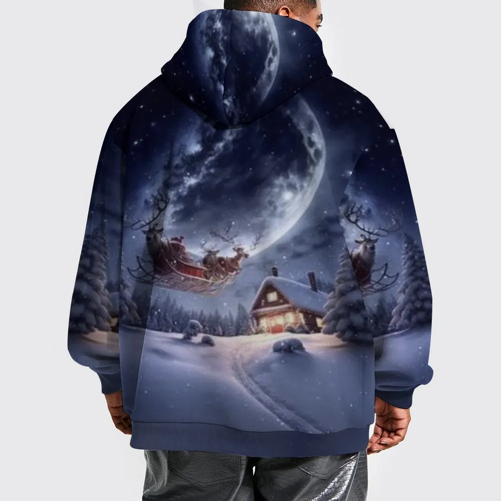 Christmas Festival Winter Snow Graphic Pullover With Kangaroo Pocket Hoodies