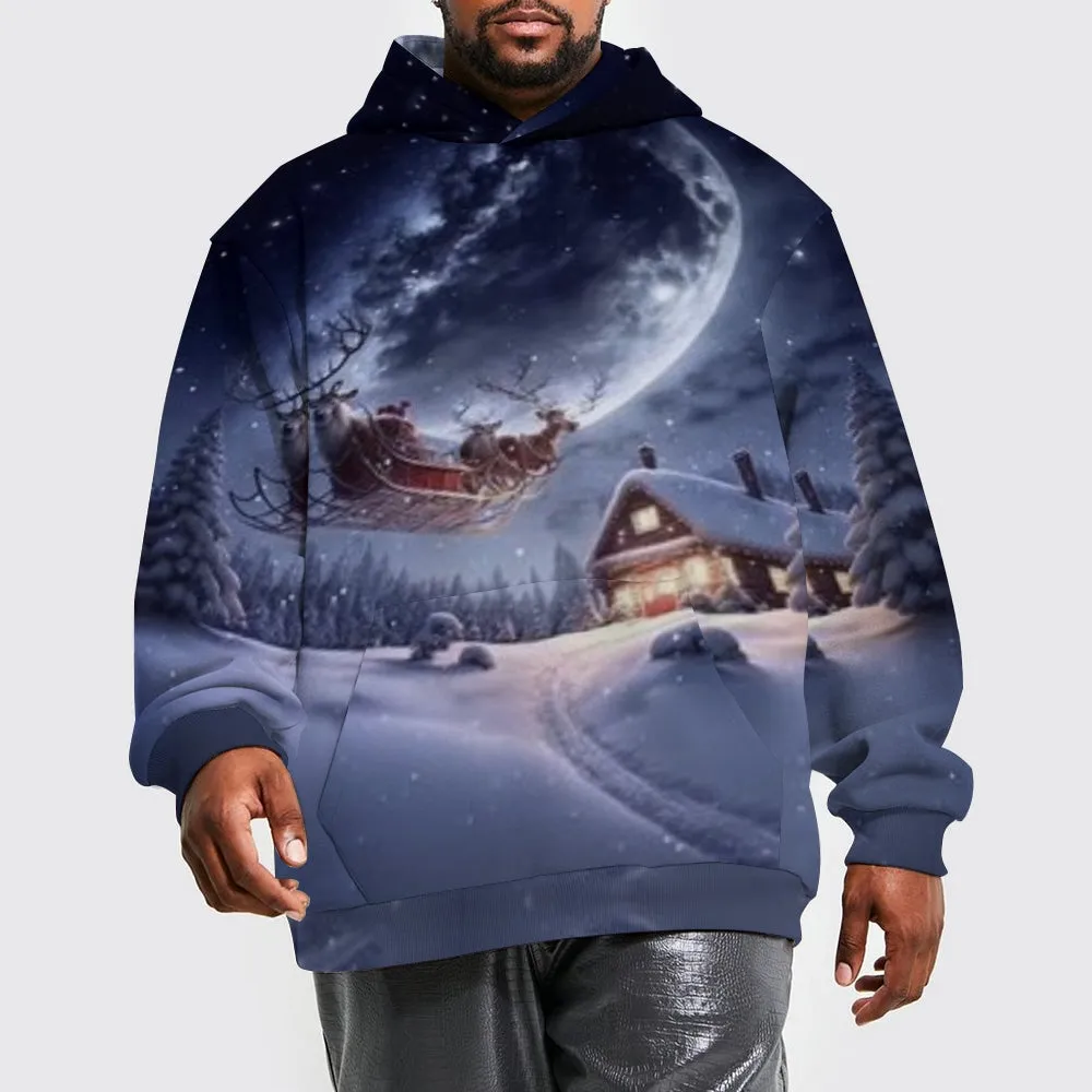 Christmas Festival Winter Snow Graphic Pullover With Kangaroo Pocket Hoodies