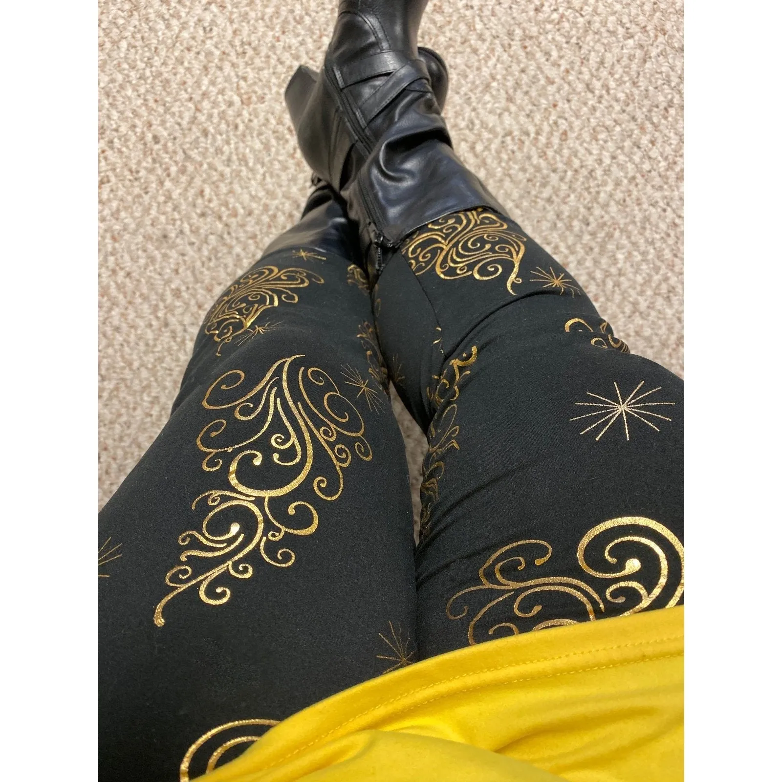 Christmas Glitter Tree Leggings Holiday Trees with Real Glitter and Pockets