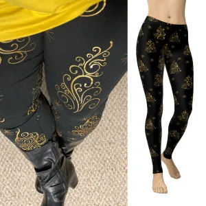 Christmas Glitter Tree Leggings Holiday Trees with Real Glitter and Pockets