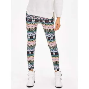Christmas Patterned Stretchy Aztec Print Leggings - M