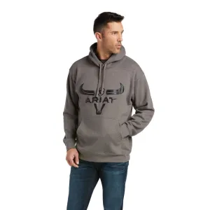 CL10037819 Mens Ariat Basic Hooie Sweatshirt - Charcoal Heather Steer Head