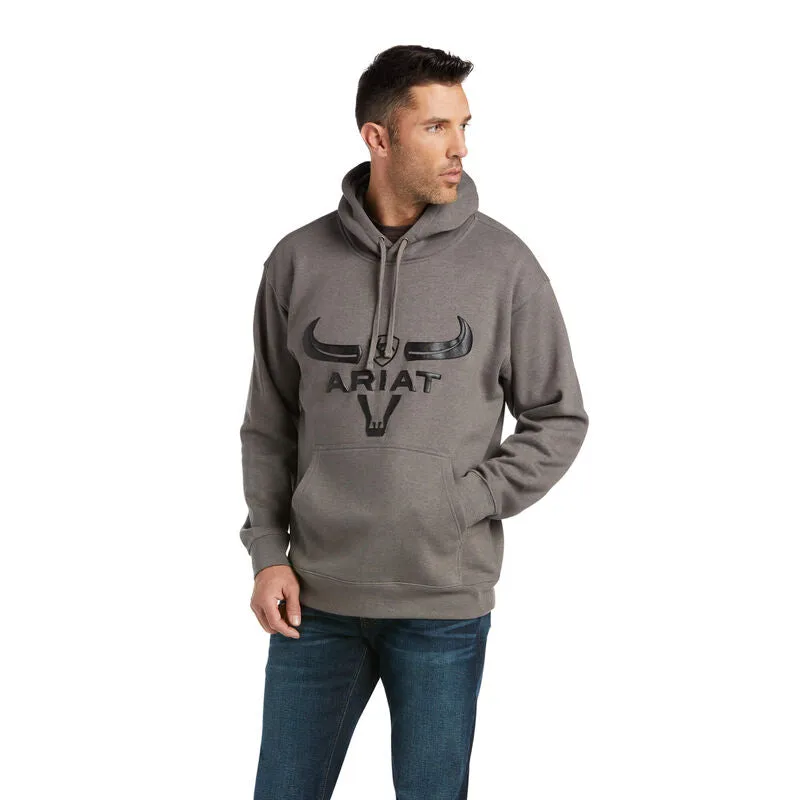 CL10037819 Mens Ariat Basic Hooie Sweatshirt - Charcoal Heather Steer Head