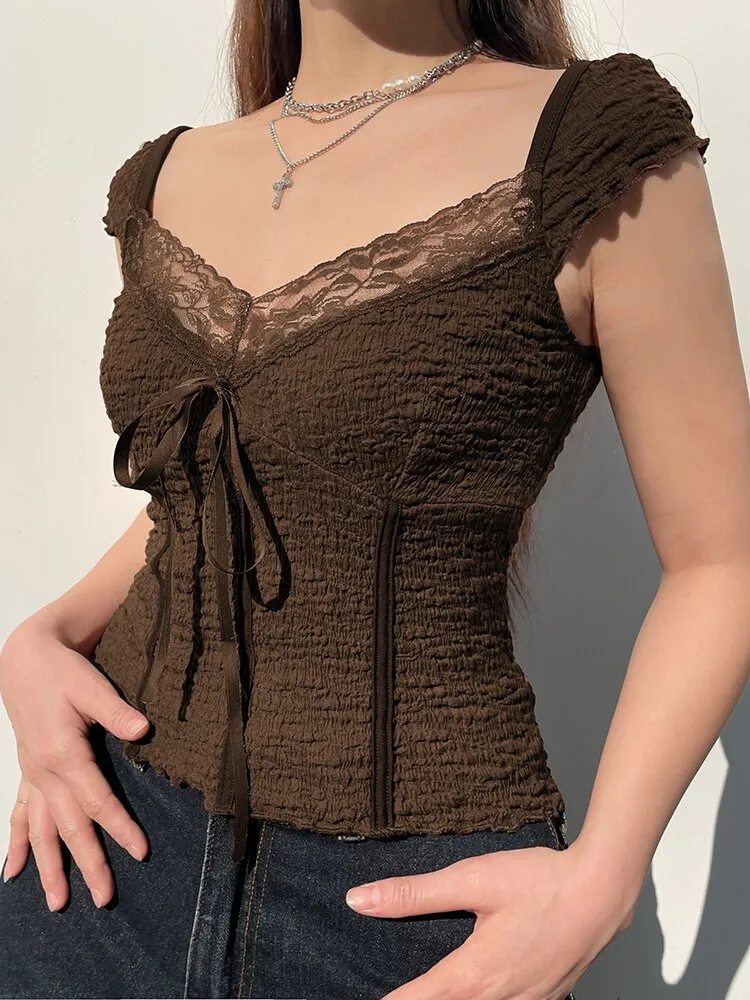 Claudia Tie Front Top