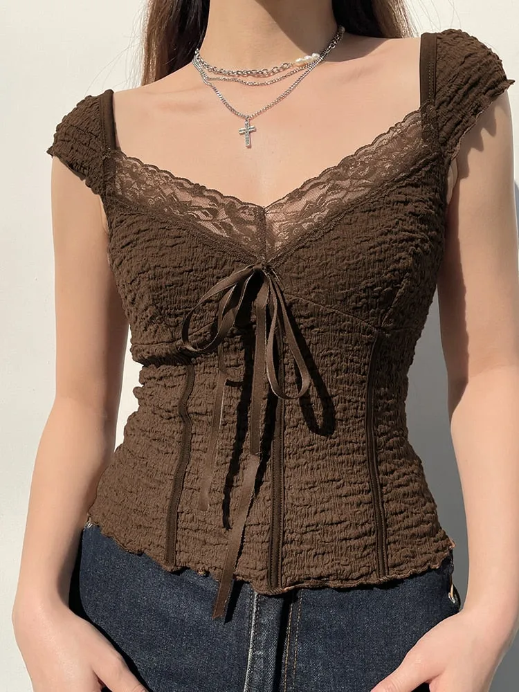 Claudia Tie Front Top