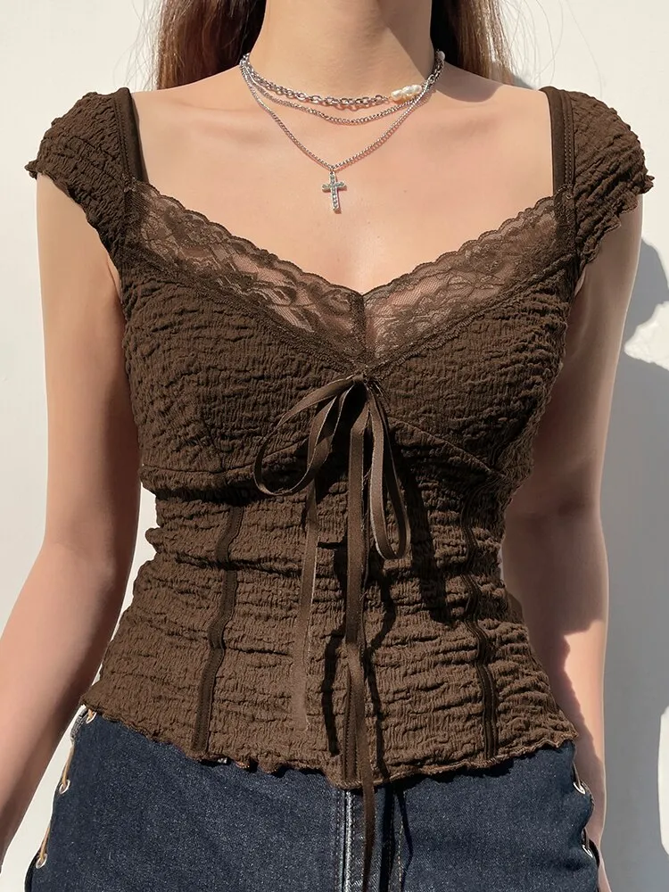 Claudia Tie Front Top