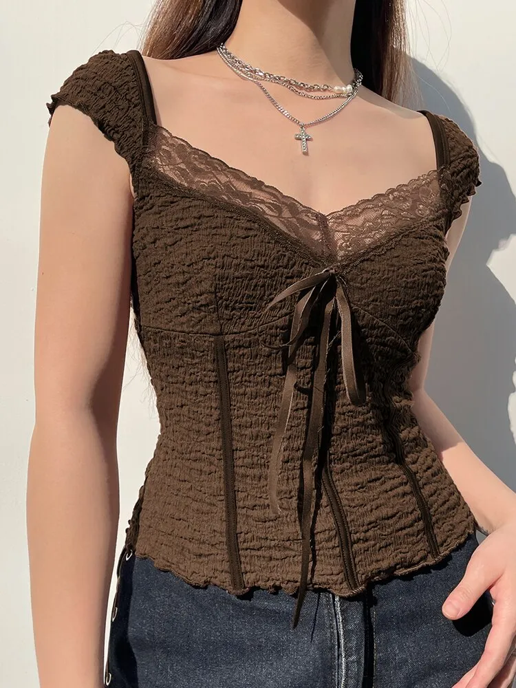 Claudia Tie Front Top
