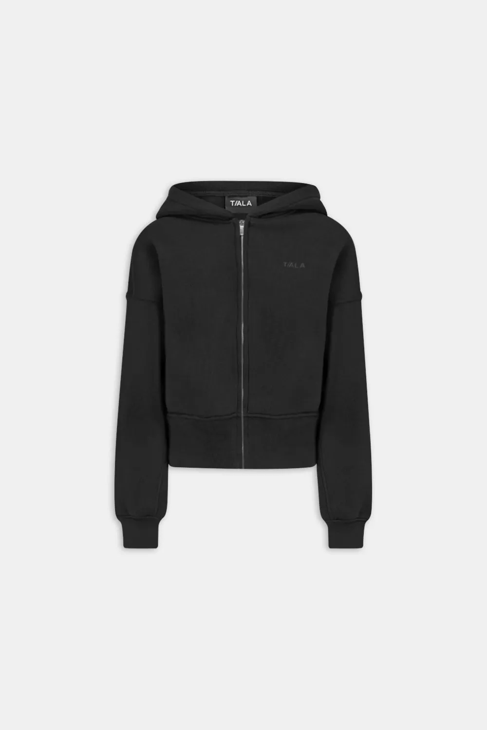 COCOON ZIP THROUGH HOODIE - BLACK