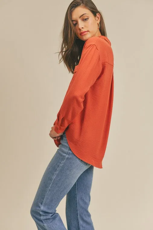 Collared Pocket Shirt -V neckline Top...