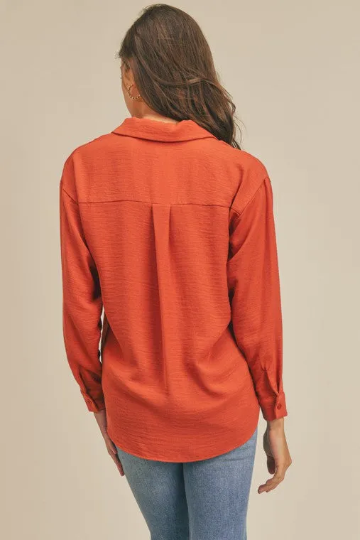 Collared Pocket Shirt -V neckline Top...