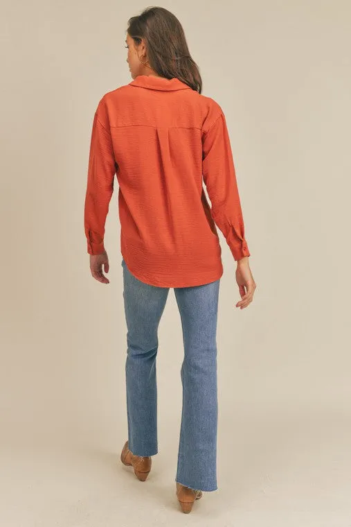 Collared Pocket Shirt -V neckline Top...