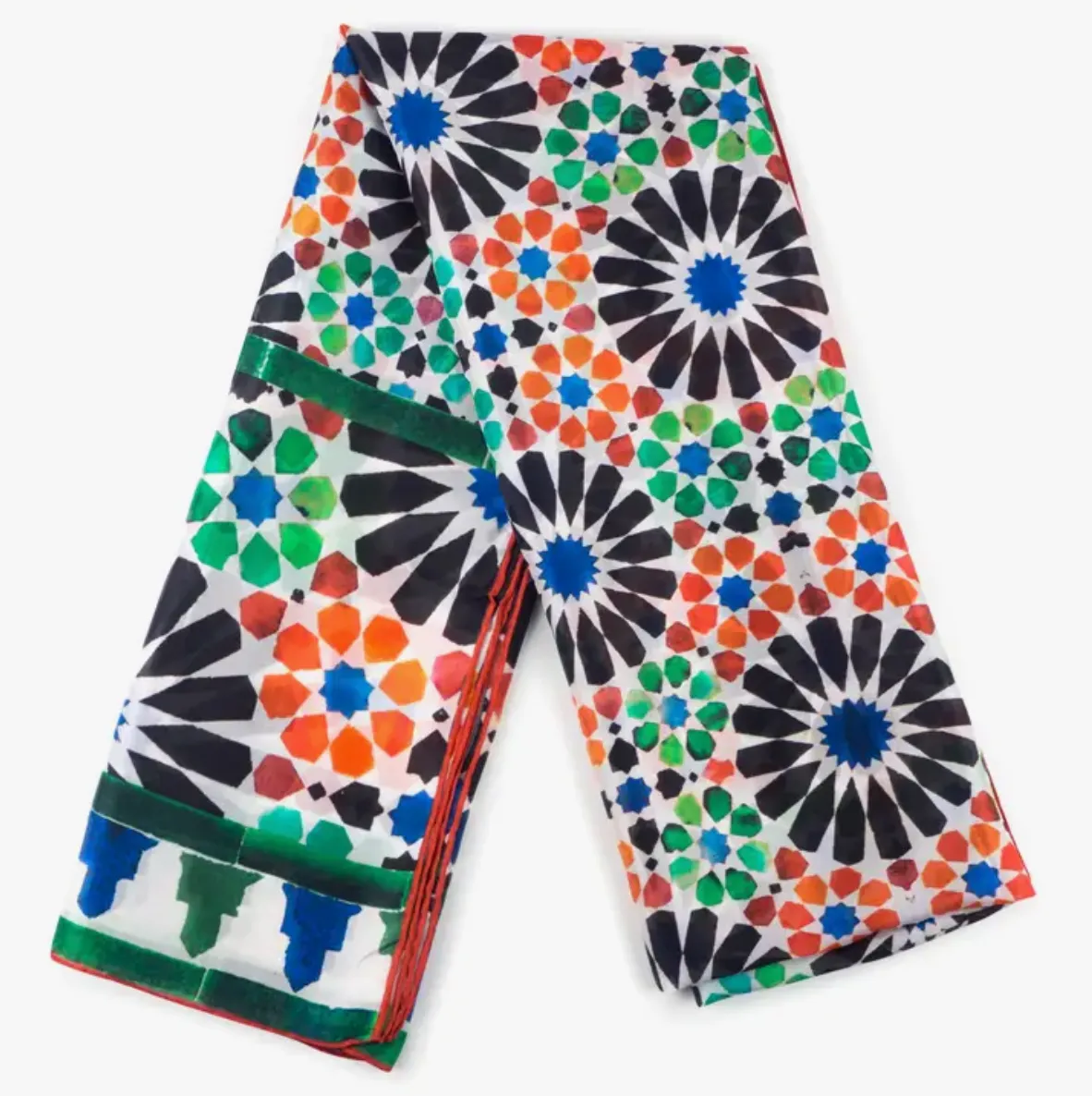 Colorful Geometric Silk Scarf