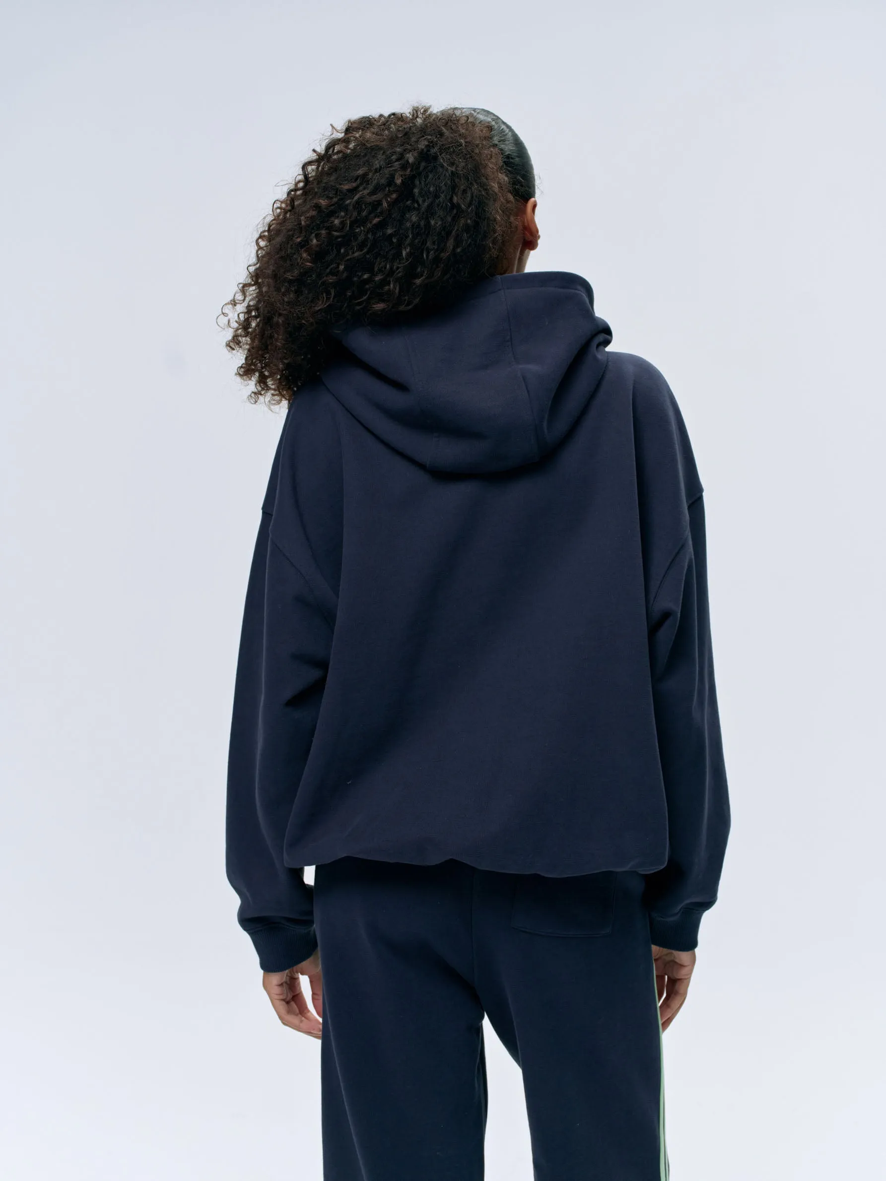 Community Spirit Oversized Full Zip Hoodie - Navy Blue/Mint Green