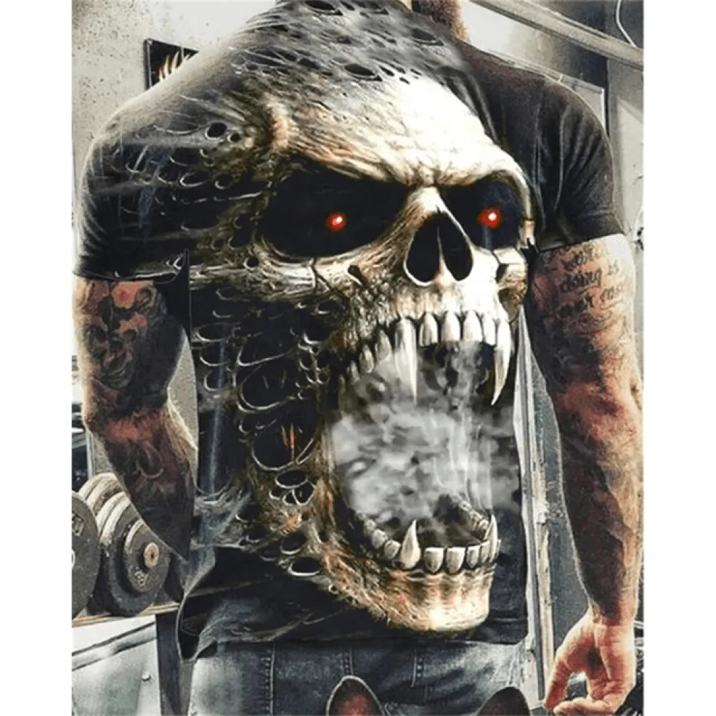 ContiNent 33 Summer New Skull Printed T Shirt For Men Casual Oversized Short Sleeve Clothes Streetwear Hip Hop 3D Printing Top Tees