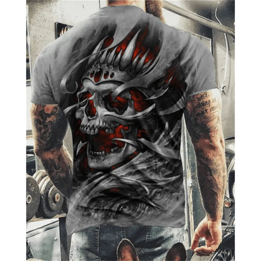 ContiNent 33 Summer New Skull Printed T Shirt For Men Casual Oversized Short Sleeve Clothes Streetwear Hip Hop 3D Printing Top Tees