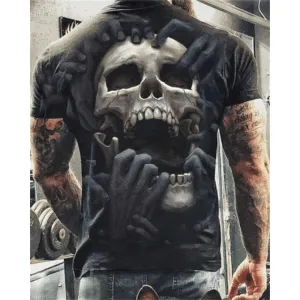 ContiNent 33 Summer New Skull Printed T Shirt For Men Casual Oversized Short Sleeve Clothes Streetwear Hip Hop 3D Printing Top Tees