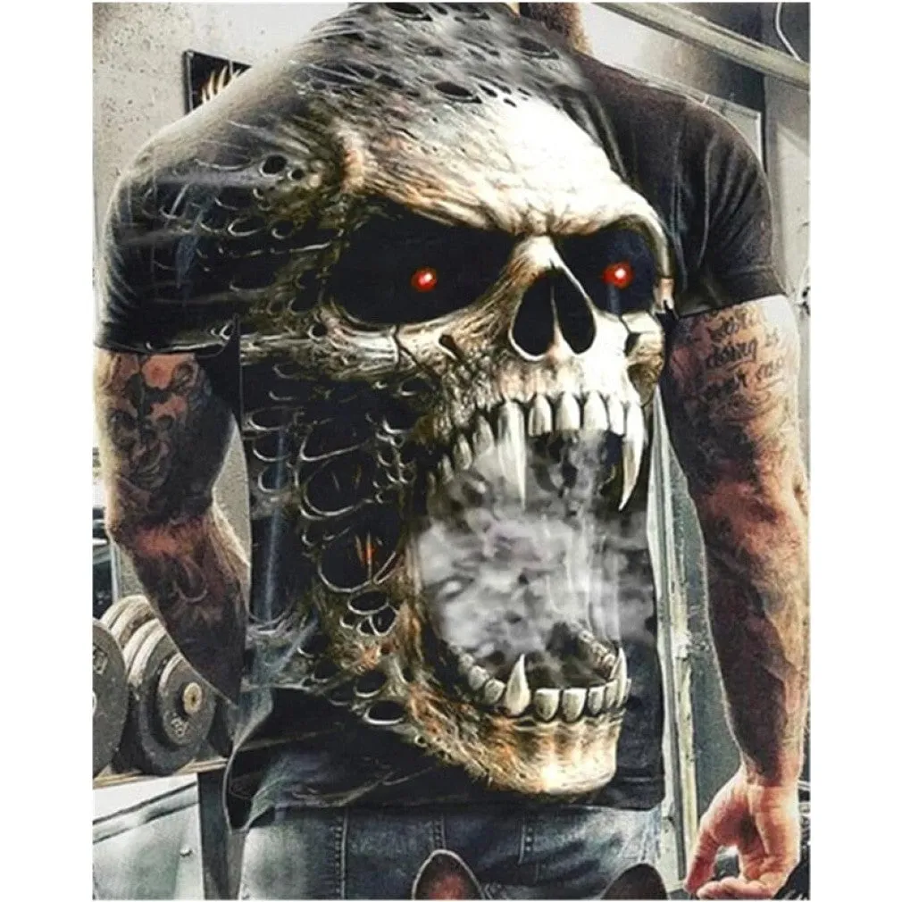 ContiNent 33 Summer New Skull Printed T Shirt For Men Casual Oversized Short Sleeve Clothes Streetwear Hip Hop 3D Printing Top Tees