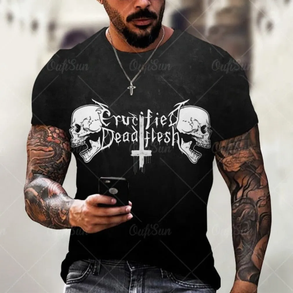 ContiNent 33 Summer New Skull Printed T Shirt For Men Casual Oversized Short Sleeve Clothes Streetwear Hip Hop 3D Printing Top Tees