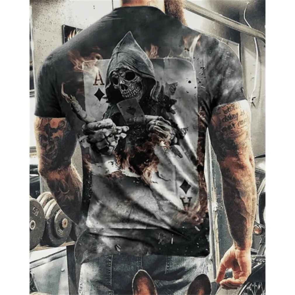 ContiNent 33 Summer New Skull Printed T Shirt For Men Casual Oversized Short Sleeve Clothes Streetwear Hip Hop 3D Printing Top Tees
