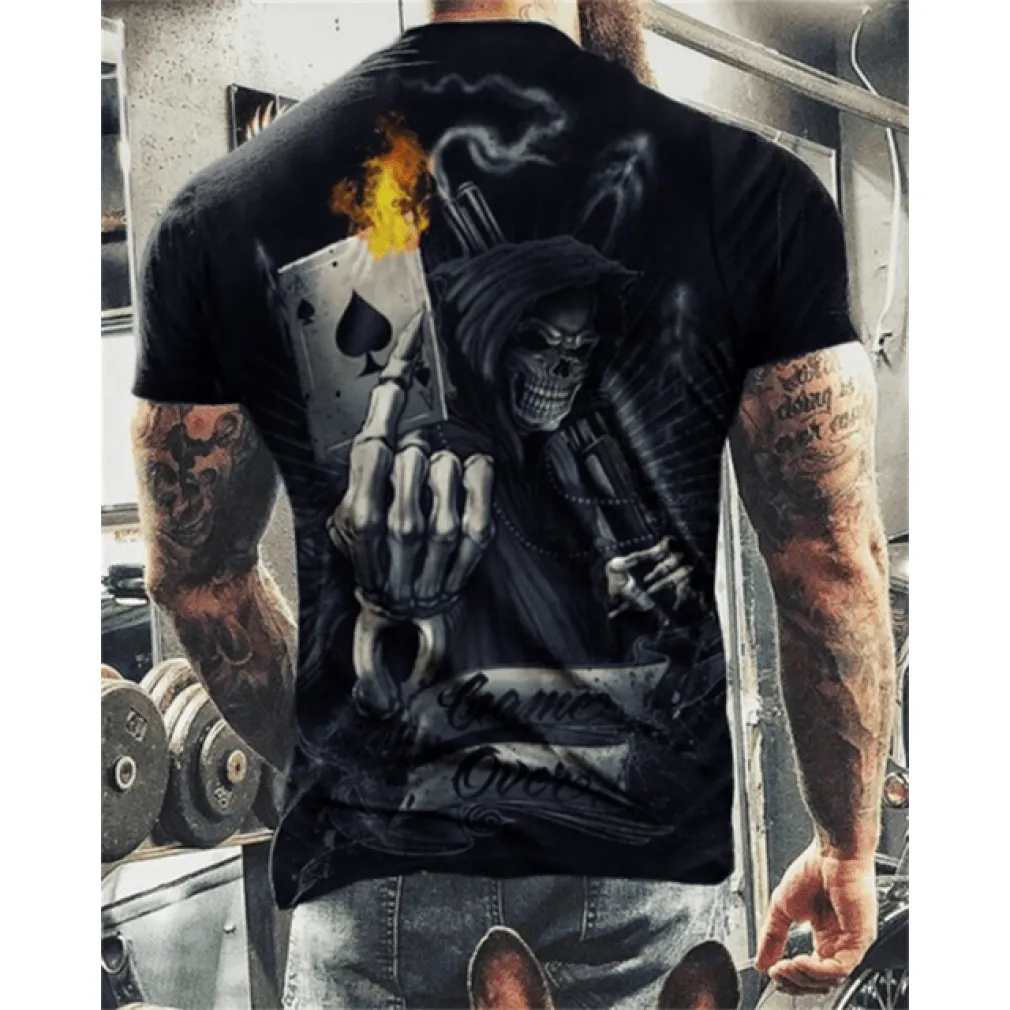 ContiNent 33 Summer New Skull Printed T Shirt For Men Casual Oversized Short Sleeve Clothes Streetwear Hip Hop 3D Printing Top Tees