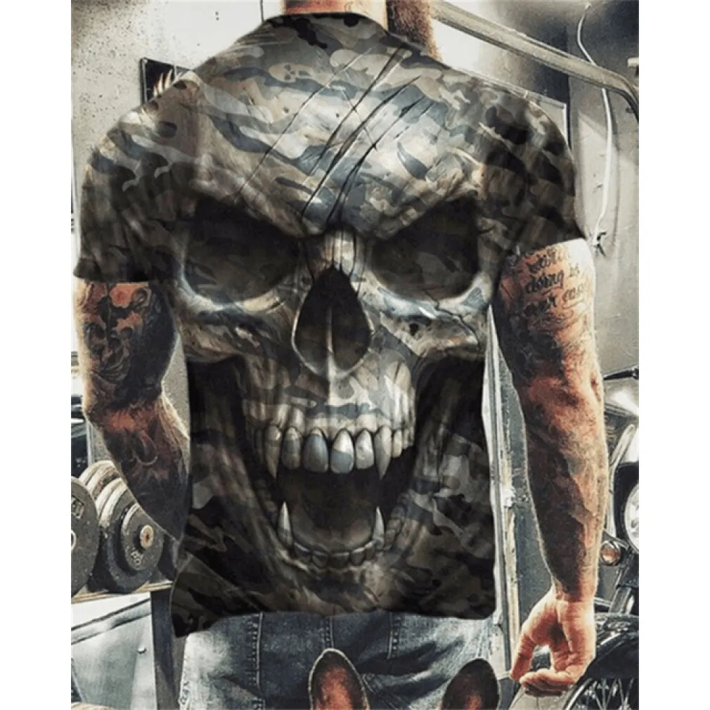 ContiNent 33 Summer New Skull Printed T Shirt For Men Casual Oversized Short Sleeve Clothes Streetwear Hip Hop 3D Printing Top Tees
