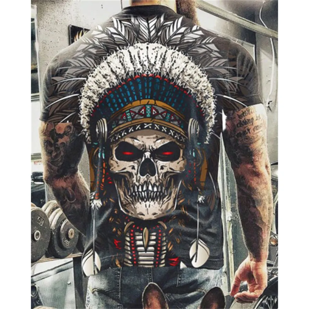 ContiNent 33 Summer New Skull Printed T Shirt For Men Casual Oversized Short Sleeve Clothes Streetwear Hip Hop 3D Printing Top Tees