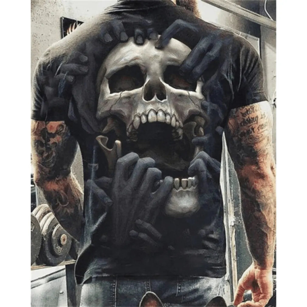 ContiNent 33 Summer New Skull Printed T Shirt For Men Casual Oversized Short Sleeve Clothes Streetwear Hip Hop 3D Printing Top Tees