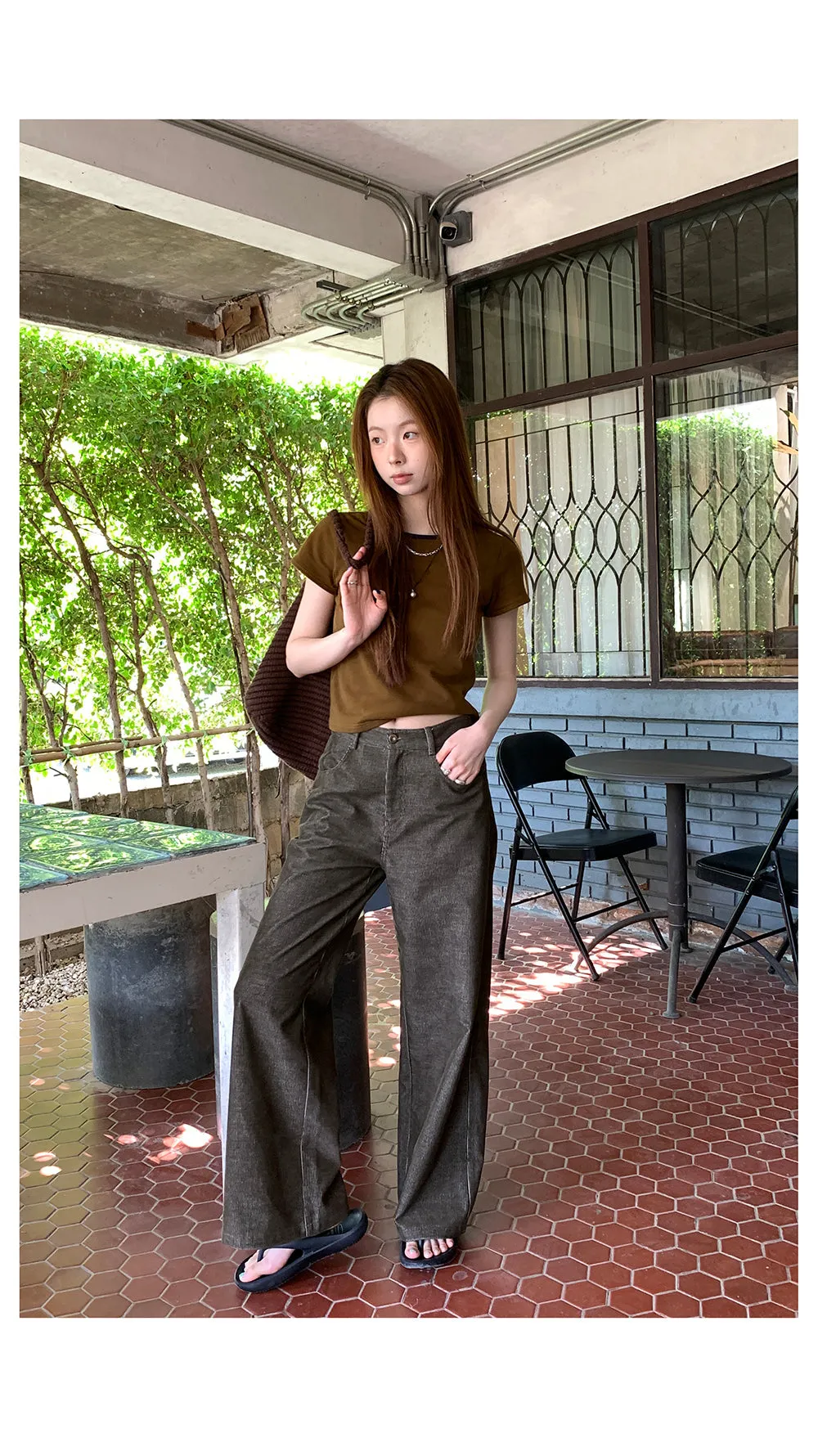 corduroy straight-leg  pants