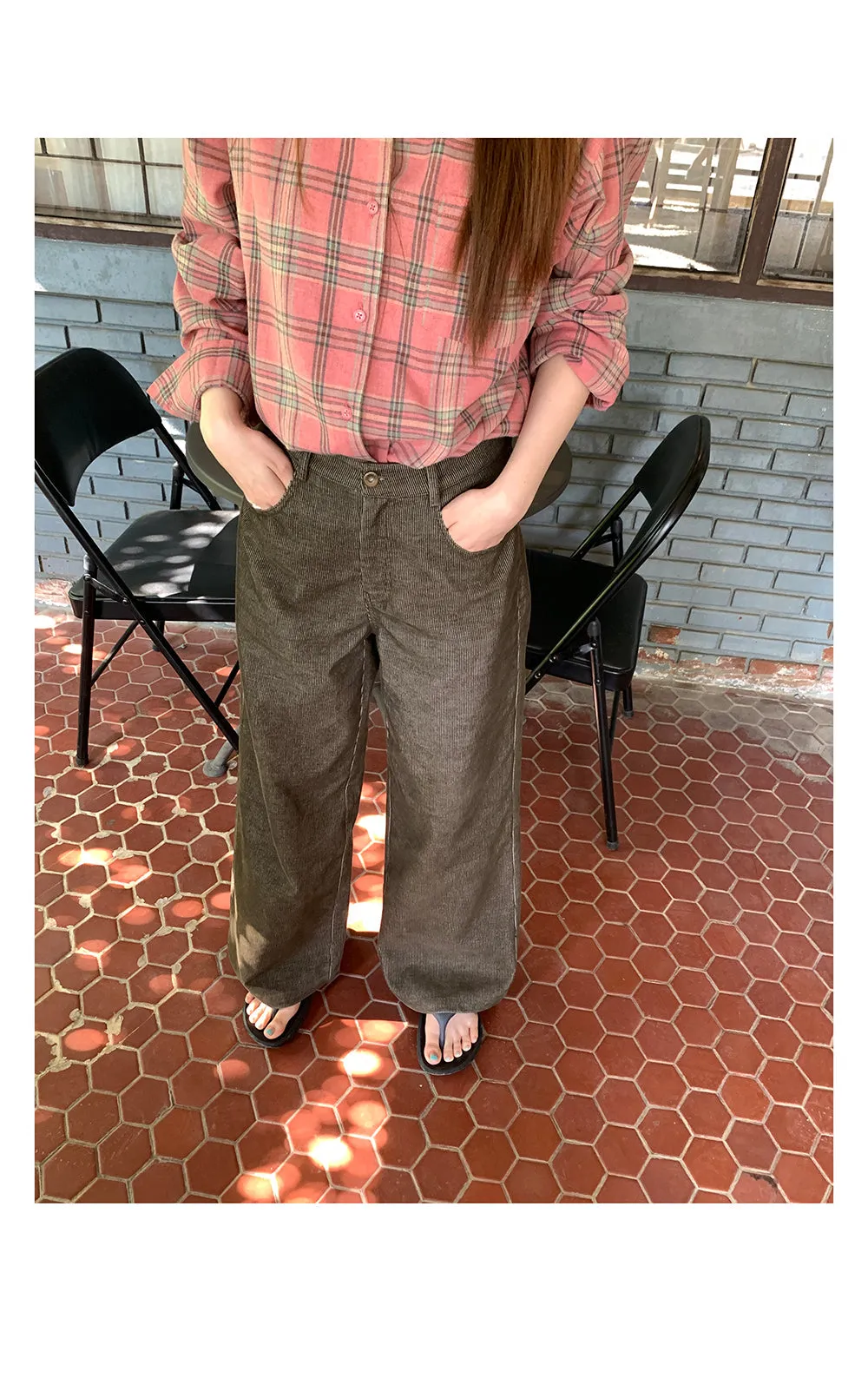 corduroy straight-leg  pants