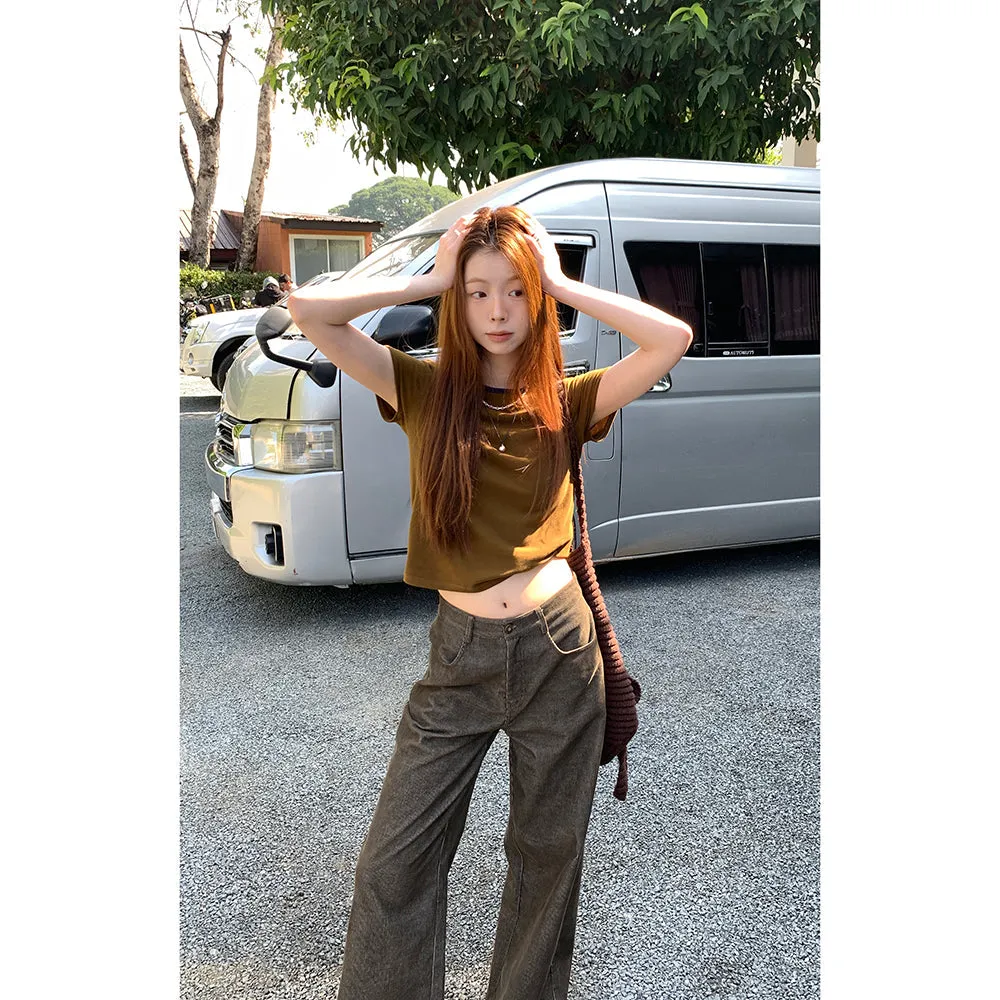 corduroy straight-leg  pants