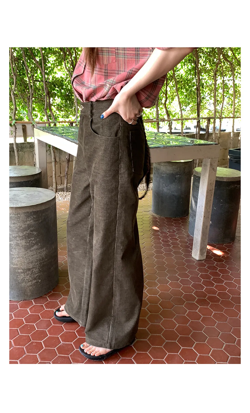 corduroy straight-leg  pants