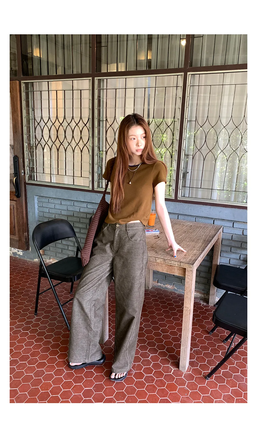 corduroy straight-leg  pants