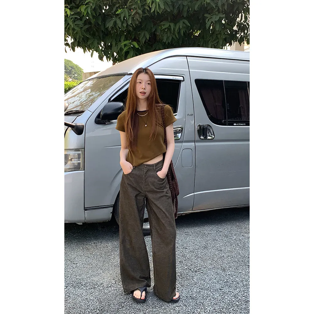 corduroy straight-leg  pants