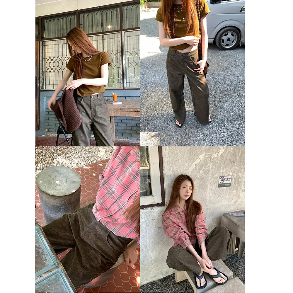corduroy straight-leg  pants
