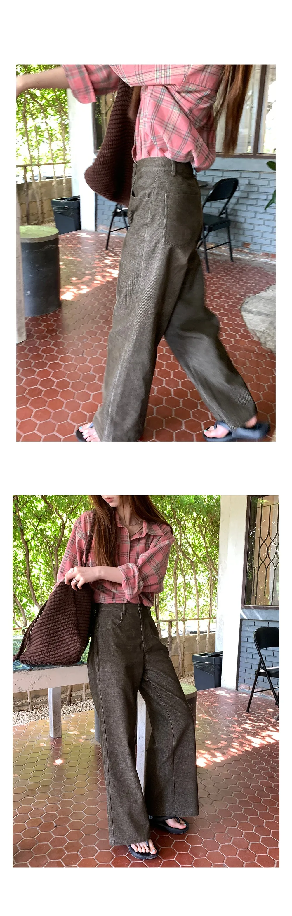 corduroy straight-leg  pants