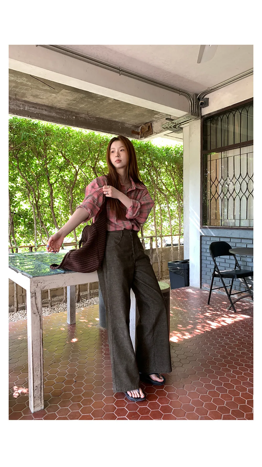 corduroy straight-leg  pants