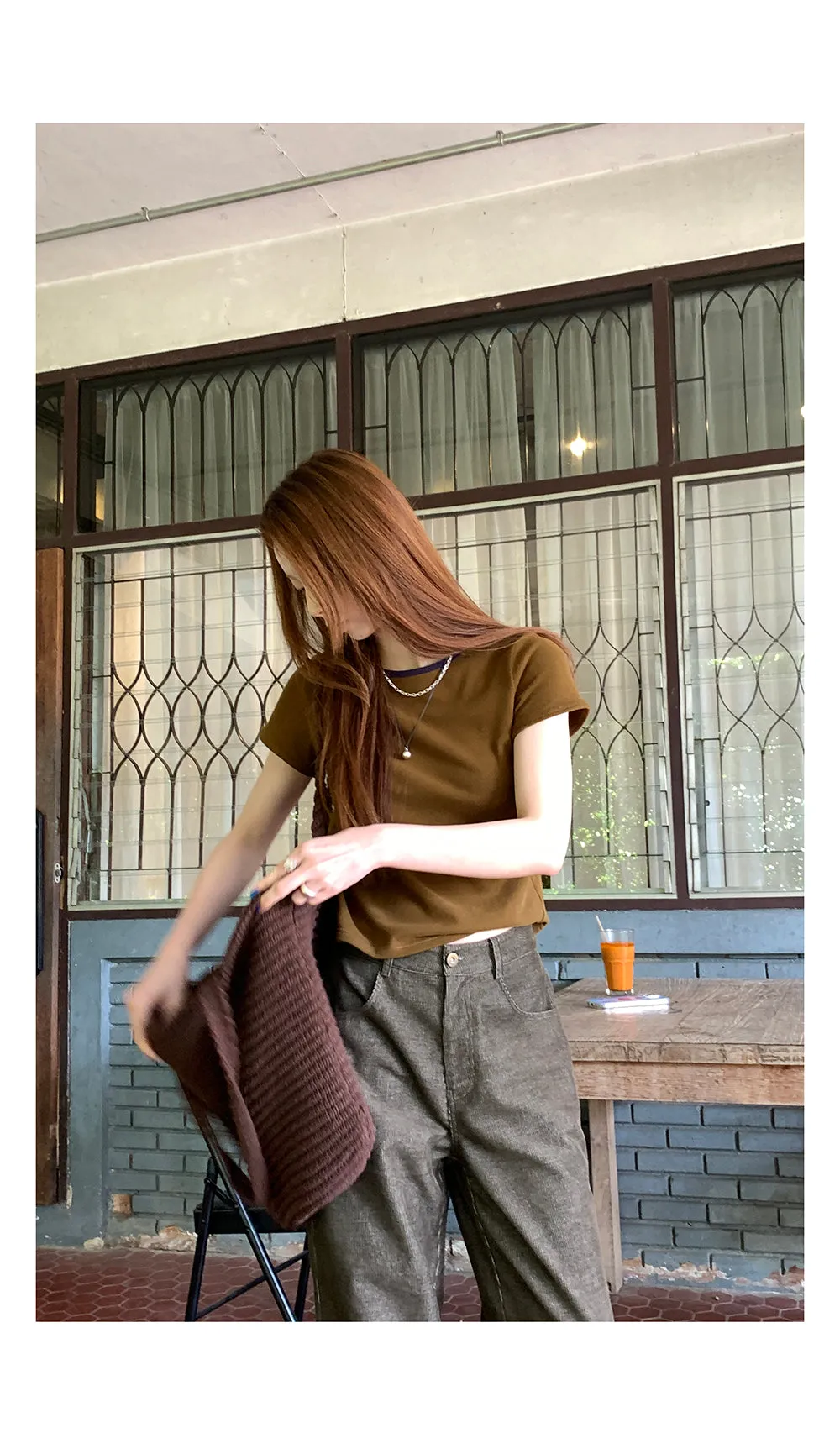 corduroy straight-leg  pants