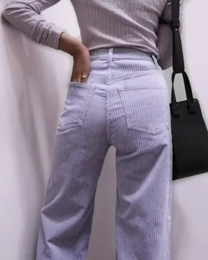 Corduroy Zipper Pocket Straight Pants