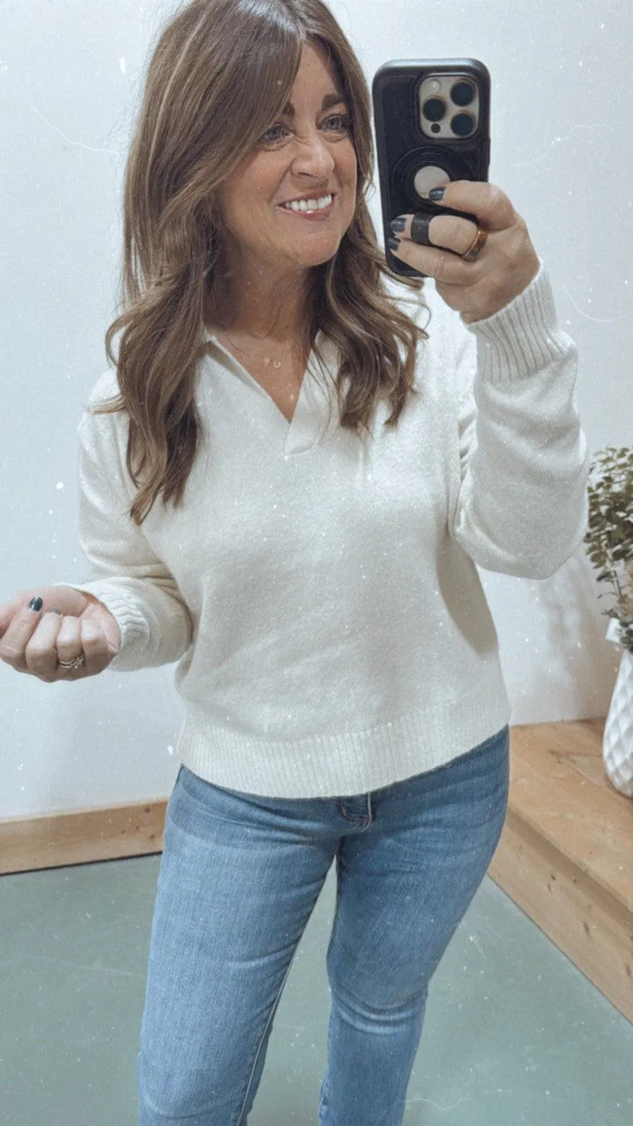 Cream Collared Sweater