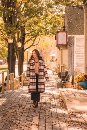 Cream Rust & Blue Plaid Jacket